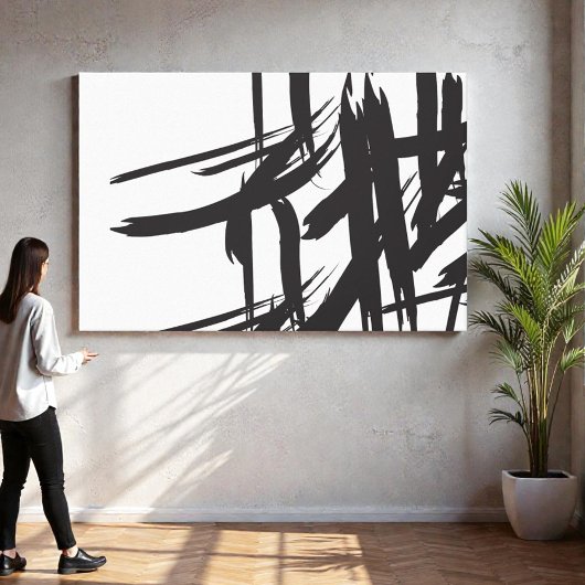 Minimalistisch Zwart-wit abstract muurkunst Canvas Afdruk