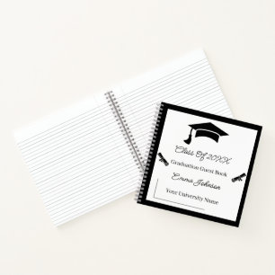 Minimalistisch zwart-wit Afstuderen Notitieboek