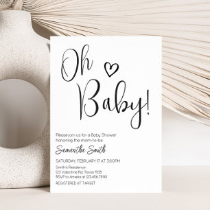 Minimalistisch zwart-wit Baby shower Kaart