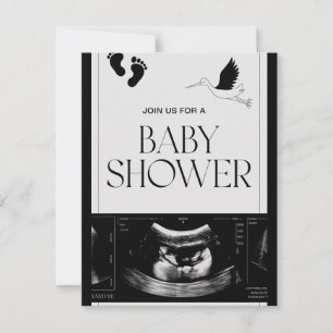 Minimalistisch zwart-wit Baby shower – Kaart