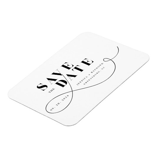 Minimalistisch zwart wit bespaart de datum magneet (Linkerzijde)