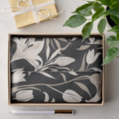 Minimalistisch zwart-wit bloemenpatroon tissuepapier (Geschenk)