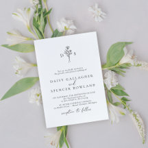 Minimalistisch zwart-wit bloemmotief monogram trou