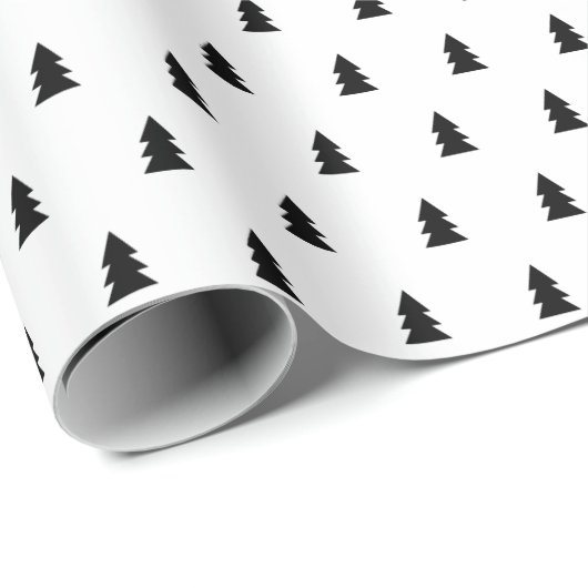 Minimalistisch zwart-wit boompatroon cadeaupapier (Rol Hoek)