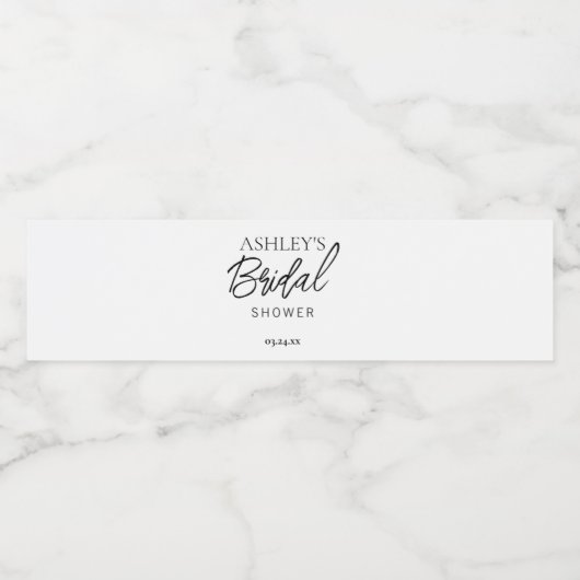 Minimalistisch zwart-wit bruids waterflesetiket waterfles etiket (Enkel label)