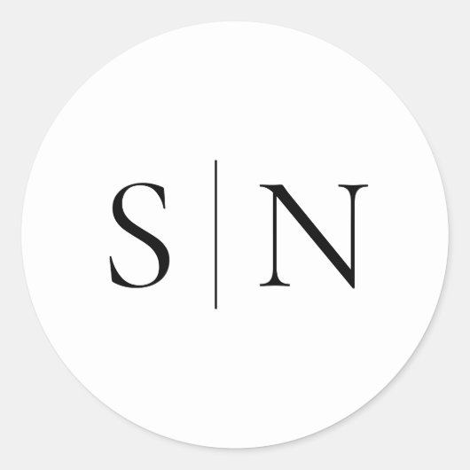 Minimalistisch zwart-wit bruiloft monogram ronde sticker (Voorkant)