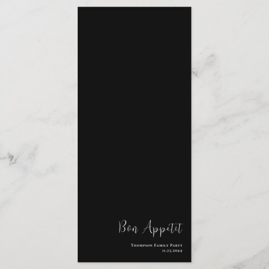 Minimalistisch zwart-wit brunch diner menu (Achterkant)