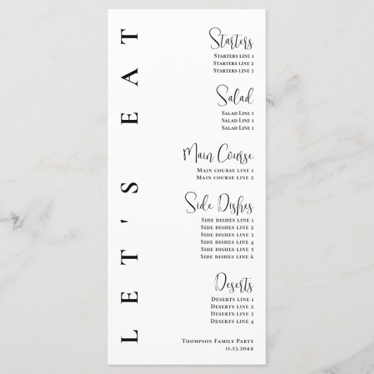 Minimalistisch zwart-wit brunch diner menu (Voorkant)
