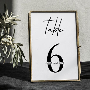 Minimalistisch zwart-wit Business Event Tafelnumme Kaart