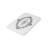 Minimalistisch zwart-wit  Damask Monogram Badmat (Gekanteld)
