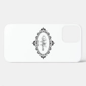 Minimalistisch zwart-wit Damask Monogram Case-Mate iPhone Case (Achterkant (horizontaal))