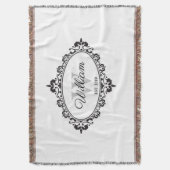 Minimalistisch zwart-wit  Damask Monogram Deken (Voorkant Verticaal)