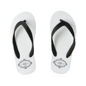 Minimalistisch zwart-wit  Damask Monogram Kinder Teenslippers (Voetbed)