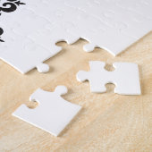 Minimalistisch zwart-wit  Damask Monogram Legpuzzel (Zijkant)