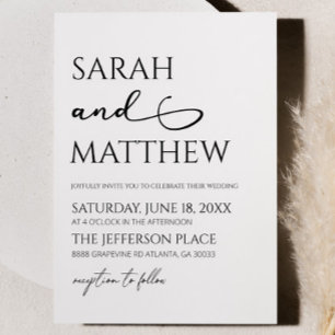 Minimalistisch zwart wit eenvoudige elegante bruil kaart