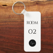 Minimalistisch zwart-wit elegant kamernummer sleutelhanger (Voorkant)