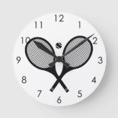 Minimalistisch zwart-wit elegant klassiek tennis ronde klok (Voorkant)