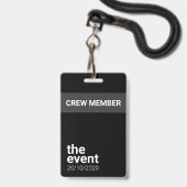 Minimalistisch zwart-wit evenement badge (Voorkant met koord)