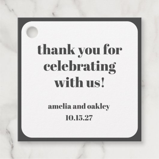 Minimalistisch zwart-wit feest Dank u wel Bedankjes Labels (Voorkant)