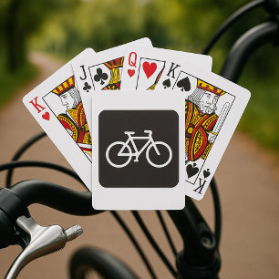 Minimalistisch zwart-wit fietssymbool pokerkaarten