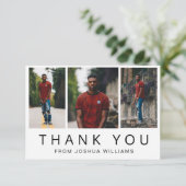 Minimalistisch zwart-wit fotocollage Afstuderen Bedankkaart (Staand voorkant)