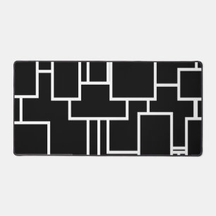 Minimalistisch zwart-wit geometrisch blokpatroon bureaumat
