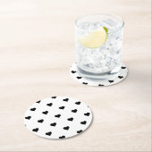 Minimalistisch zwart-wit hart romantisch ronde kartonnen onderzetter (Insitu)