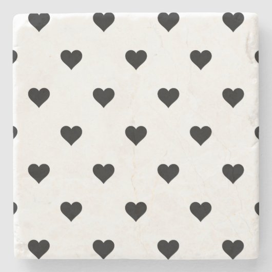Minimalistisch zwart-wit hart romantisch stenen onderzetter (Voorkant)