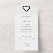 Minimalistisch zwart-wit harthuwelijk all in one uitnodiging (Binnen)