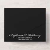 Minimalistisch zwart-wit harthuwelijk all in one uitnodiging (Achterkant)