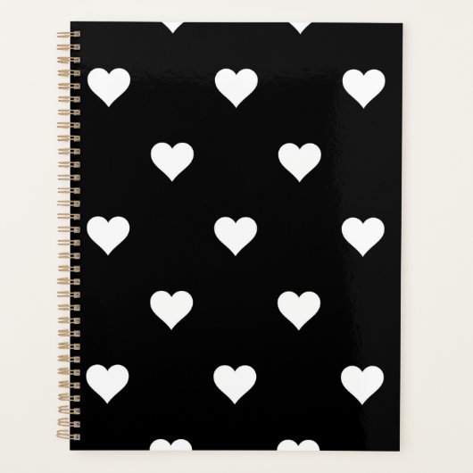 Minimalistisch zwart-wit hartpatroon planner (Voorkant)