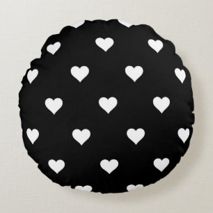 Minimalistisch zwart-wit hartpatroon rond kussen