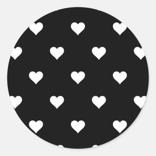 Minimalistisch zwart-wit hartpatroon ronde sticker (Voorkant)