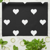 Minimalistisch zwart-wit hartpatroon theedoek (Gevouwen)