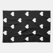 Minimalistisch zwart-wit hartpatroon theedoek (Horizontaal)