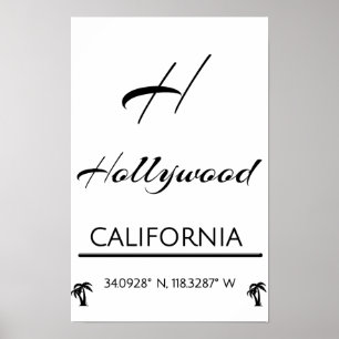 Minimalistisch zwart-wit Hollywood Poster