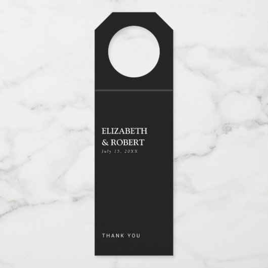 Minimalistisch zwart-wit huwelijk traditionele afb flessenhanger (Voorkant)