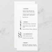Minimalistisch zwart-wit huwelijksmenu met Vertica Menu (Voorkant / Achterkant)