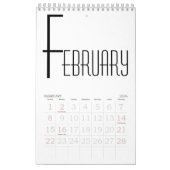 Minimalistisch zwart-wit kalender (Feb 2026)