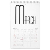 Minimalistisch zwart-wit kalender (Mar 2026)