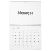 Minimalistisch zwart-wit kalender (Mar 2026)