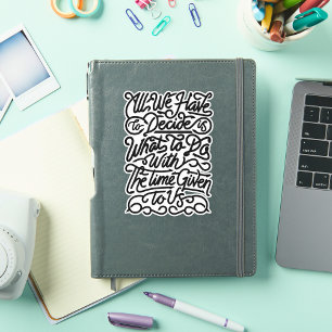 Minimalistisch zwart-wit kalligrafie citaat sticker