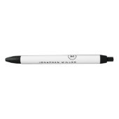 Minimalistisch zwart-wit, klassieke monogrammen zwarte inkt pen (Voorkant)