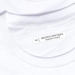 Minimalistisch zwart wit kledingmaat Iron-On Label