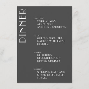 Minimalistisch zwart-wit kunstdecohuwelijk menu