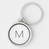 Minimalistisch zwart-wit Letter Monogram Modern Sleutelhanger (Voorkant)