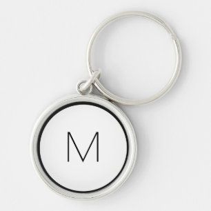 Minimalistisch zwart-wit Letter Monogram Modern Sleutelhanger