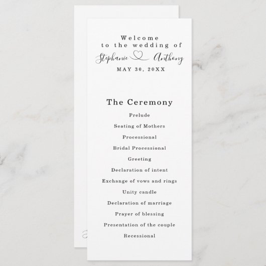 Minimalistisch zwart-wit met een harthuwelijk programma (Voorkant / Achterkant)