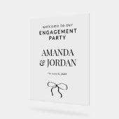 Minimalistisch zwart-wit met lint Verloving Acryl Bord (Hoek)