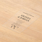 Minimalistisch zwart-wit met lint Verloving Acryl Uitnodigingen (Laagn)